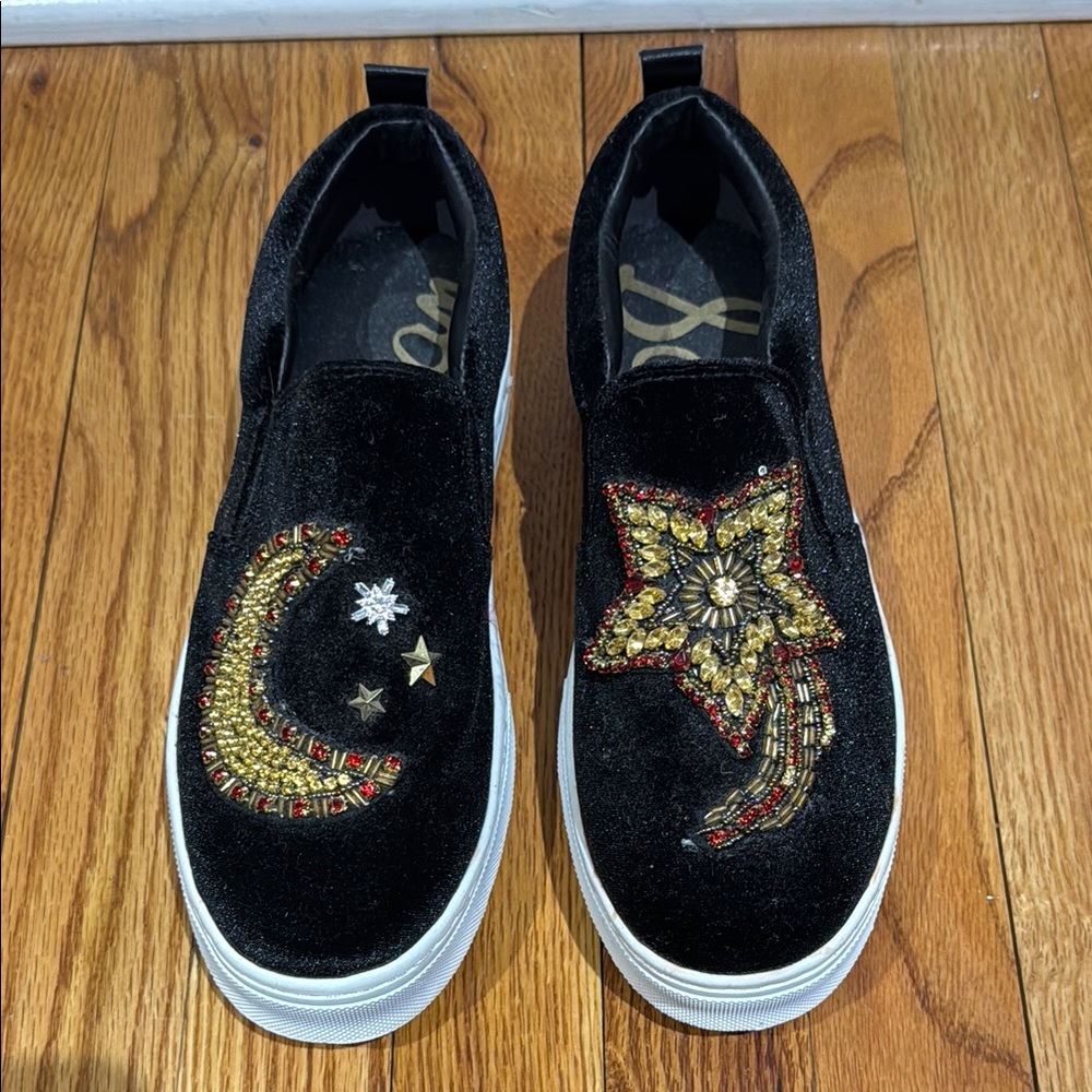 Sam Edelman Velvet Celestial Slip On Sneakers Women 8.5 Star Moon Gothic Fairy